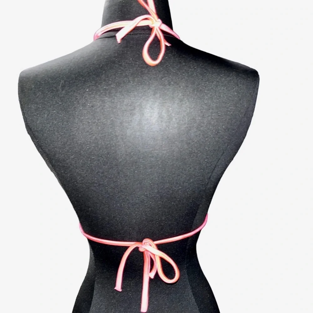 Victoria’s Secret Neon Coral Pink Cutout Halter Bikini Top